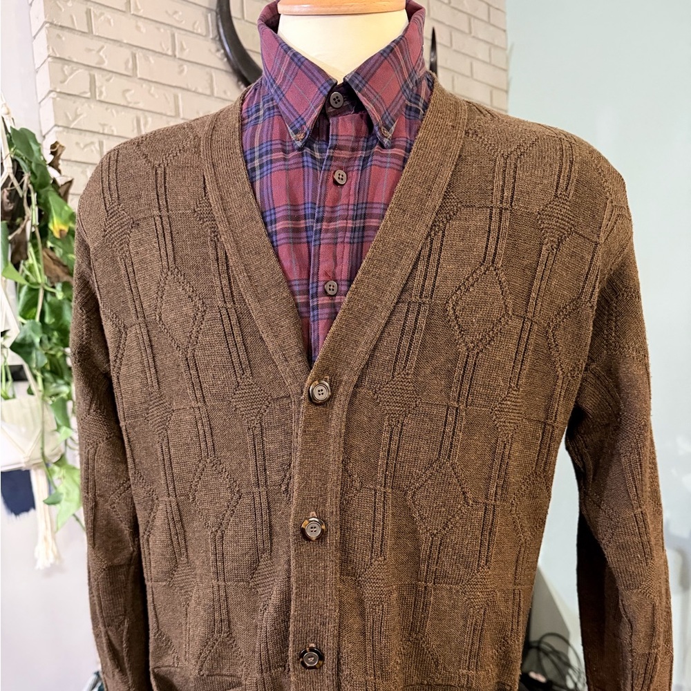Vintage Cooper 3D Knit Cardigan | Made in Canada | Wool Blend | Unisex L